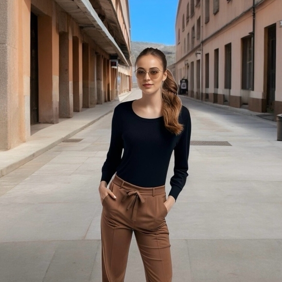 Old Navy Tops - Women Shirt OLD NAVY Essential Rib T-Shirt Black Long Sleeve Tee Crew Neck Top